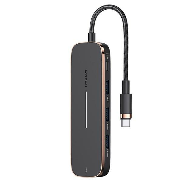 USAMS HUB 3xUSB + USB-C + HDMI-adapter sort