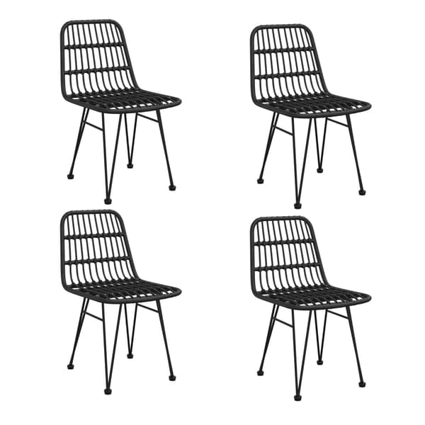 vidaXL havemøbelsæt med 5 dele, sort, polyrattan