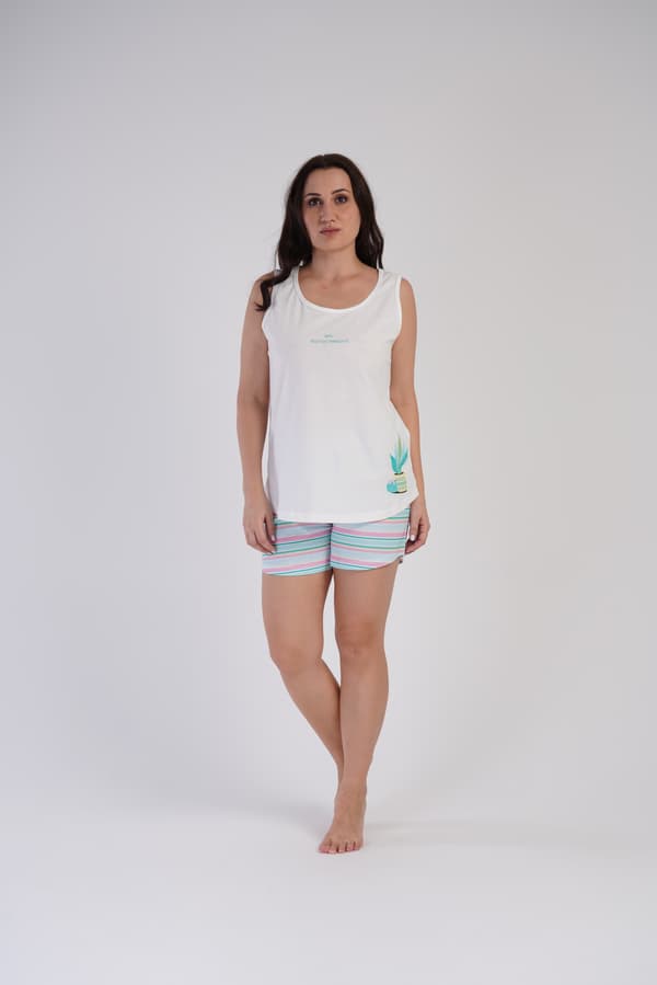 Vienetta damepyjamas, bomuld, shorts med stropper, 2XL 44