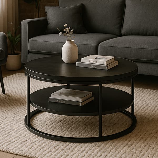 BEST Sofabord med Hylde 70 cm Sort Moderne
