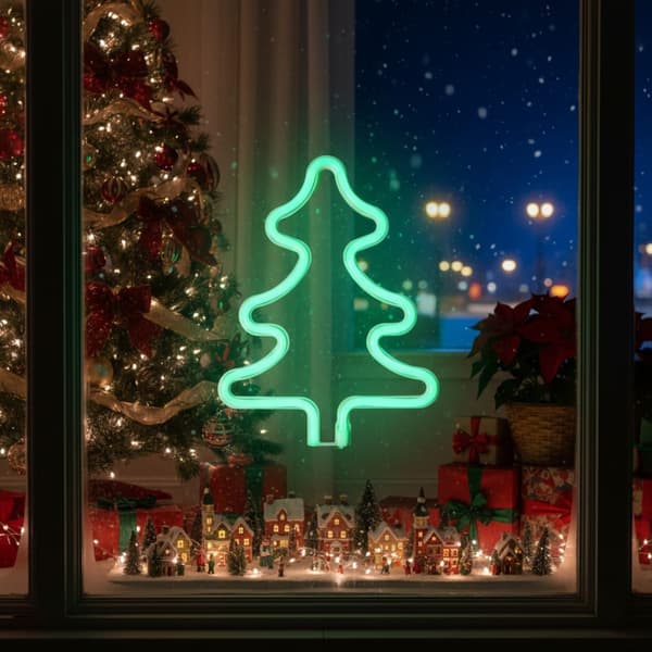 LED juldekorasjon - neon juletræ 23 cm
