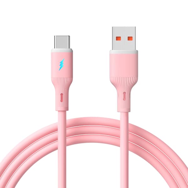 USB-C-/USB-A-kaapeli 1m AK-USB-61 silikonipinkki