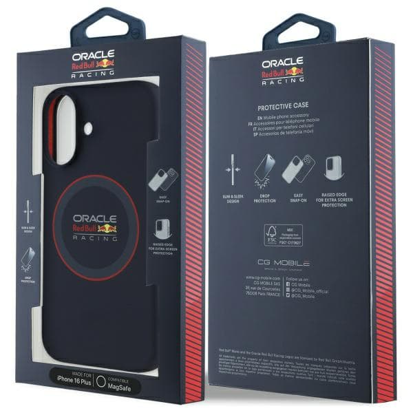 Red Bull Silikone Red Ring MagSafe-etui til iPhone 16 Plus, Marineblå