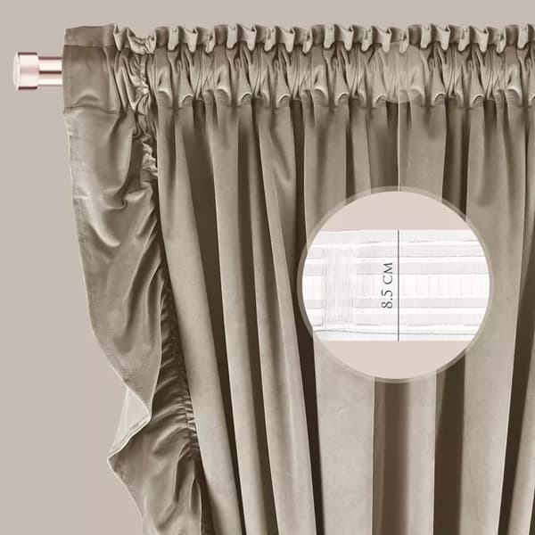 Samettiverho röyhelöillä - beige