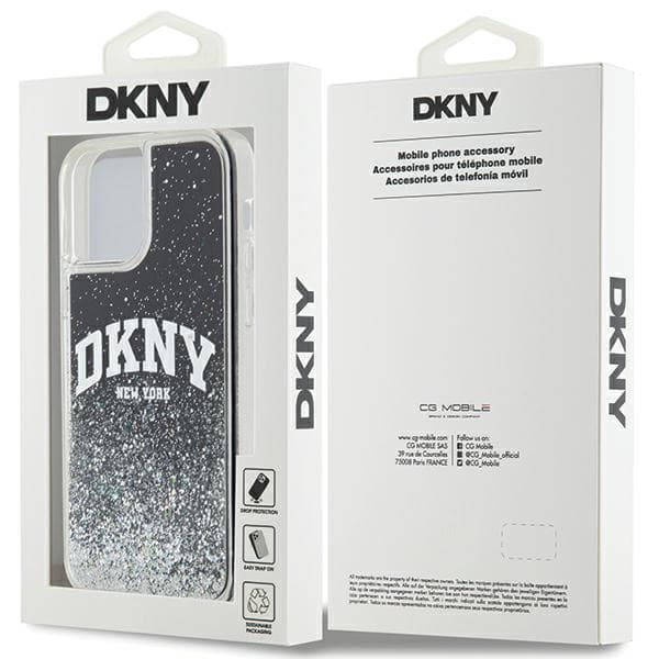 DKNY Liquid Glitter Big Logo-cover til iPhone 12/12 Pro, sort