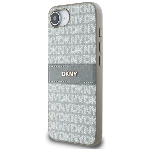 DKNY Repeat Texture Pattern med Tonal Stripe-skal till iPhone 16e, beige