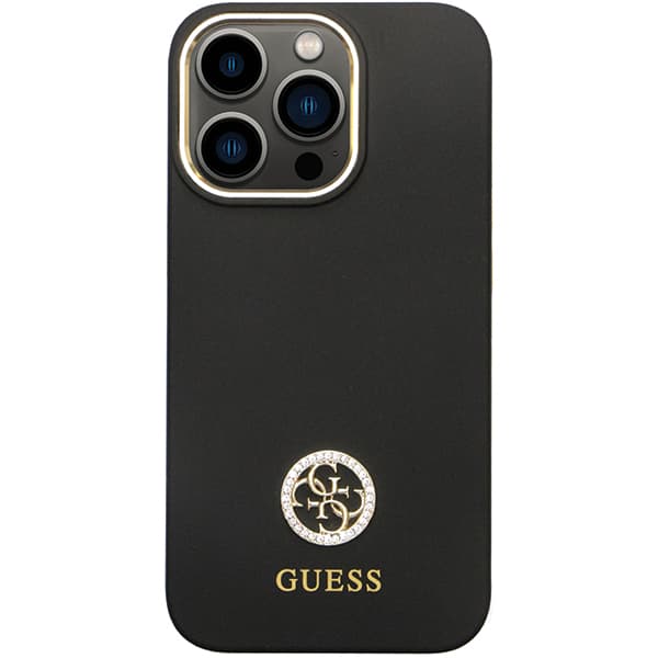Guess Silikone Logo Strass 4G Etui til iPhone 13 Pro / 13, Sort