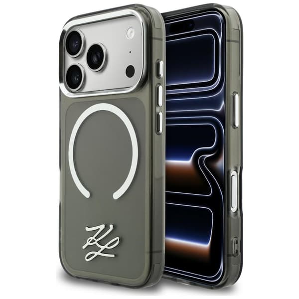 Karl Lagerfeld IML KL Script Logo MagSafe -kotelo iPhone 17 Prolle, musta