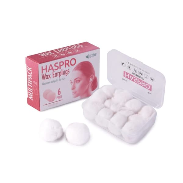 Haspro öronproppar med vax - 6 par
