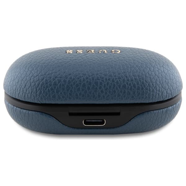 Guess TWS Bluetooth Grained Classic Logo Hovedtelefoner + Dockingstation, Blå