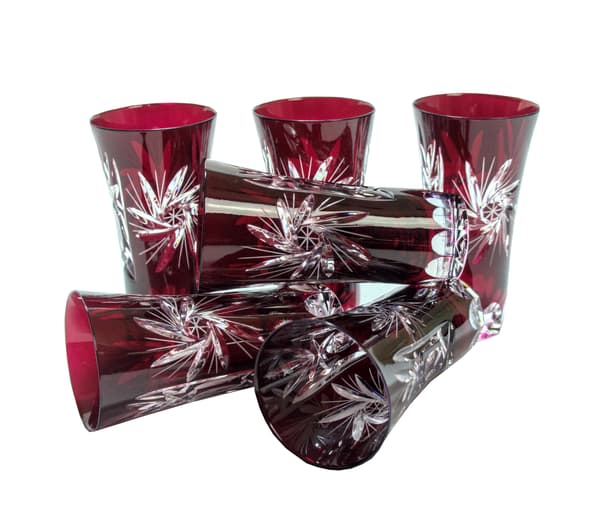 Rubinfärgade kristallglas UZO 75 ml olivkvarn