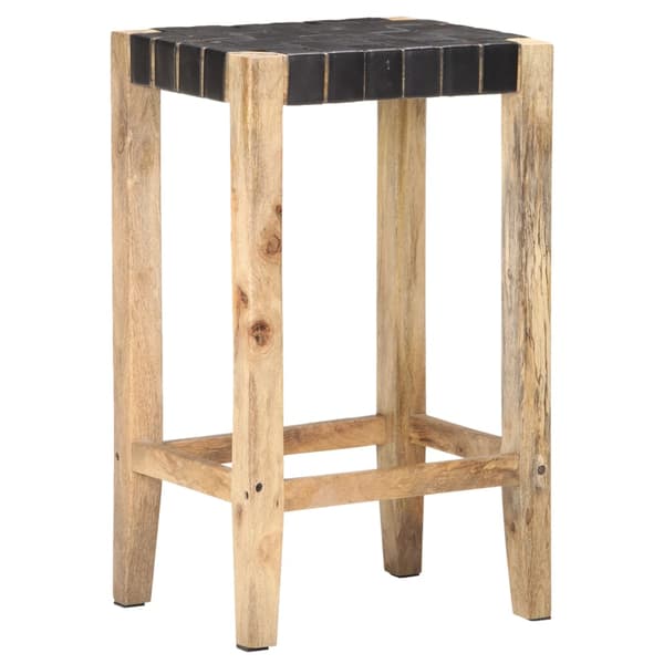 vidaXL Barstole, sæt med 2, sort, ægte læder, 75 cm