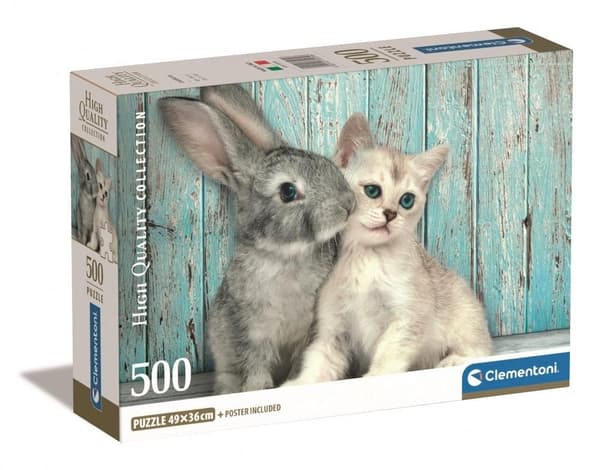 Puslespil 500 Kompakt Kat & Kanin