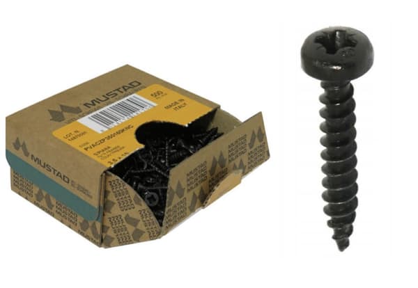Mustad Panelvit 4x20 svarta träskruvar