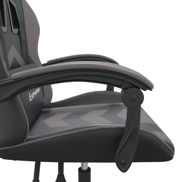 vidaXL drejelig gamingstol, sort og grå, kunstlæder