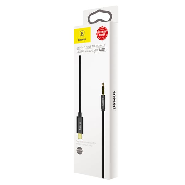 Stereolydkabel AUX-adapter 3,5 mm mini-jackstik - USB-C 120 cm - sort