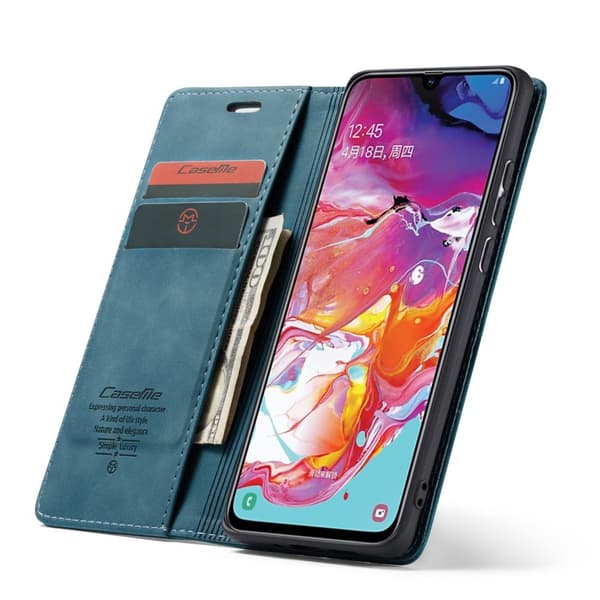 CASEME Etui til Samsung Galaxy A70, Læderpung, Blå