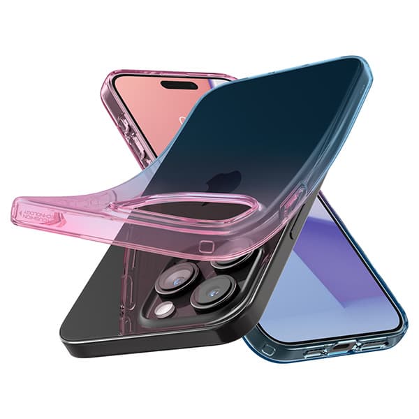 Spigen Liquid Crystal-skal till iPhone 15 Pro, blå och rosa