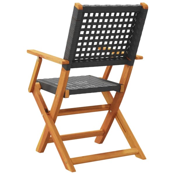 vidaXL foldbare havestole, sæt med 4, sort polyrattan og træ