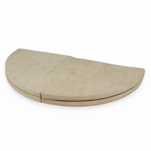 Legemåtte 160 cm til børn, rund, foldbar, fløjlsblød, beige