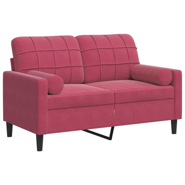 vidaXL 2-sitssoffa med kuddar vinröd 120 cm sammet