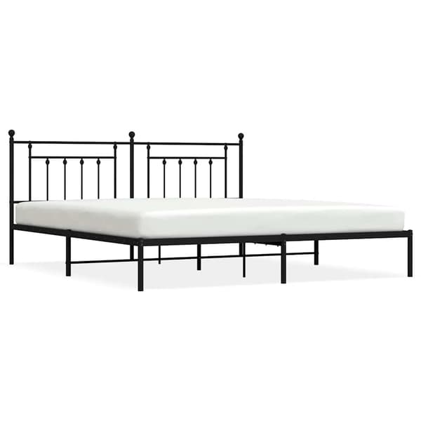 vidaXL metalsengestel med hovedgærde sort 193x203 cm