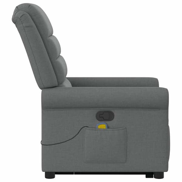 vidaXL Lyftbar massagefåtölj mörkgrå tyg