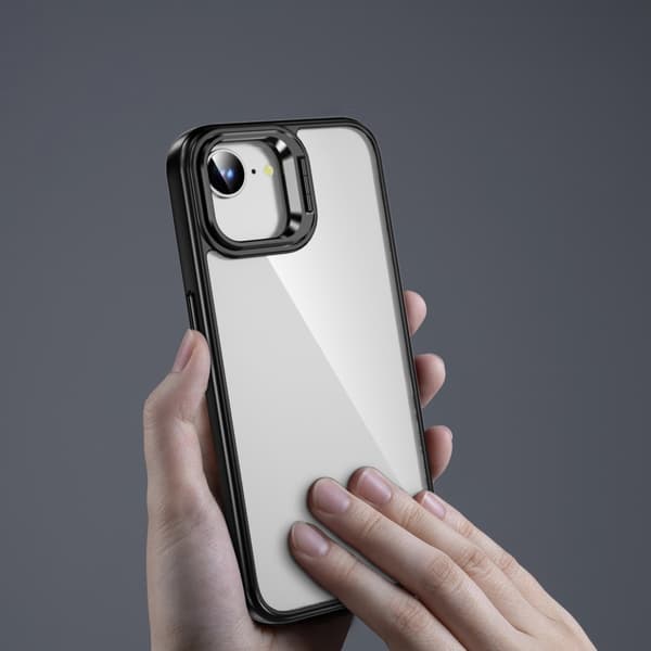 Fodral för iPhone 17e / 16e, Stativram, Transparent / Svart