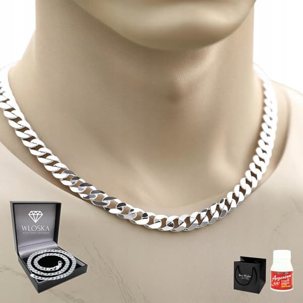 ELEGANT sølv herrekæde 925 sølv fuld kæde 6mm diamant