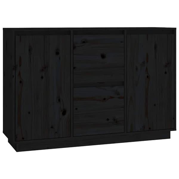 vidaXL kommode, sort, 111x34x75 cm, fyrretræ