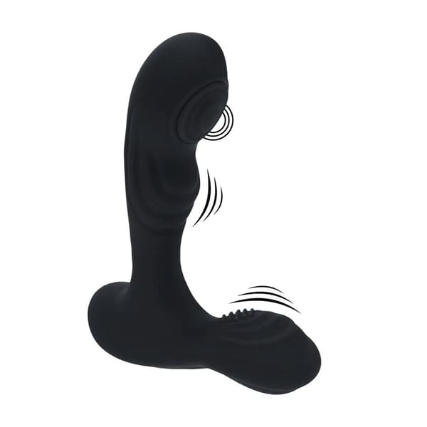 Vibrerende og tappende silikone prostatamassager med kuglestimulator - Sort