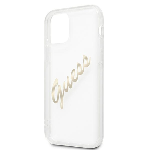 Guess Vintage Script Gold cover til iPhone 12 Pro Max, Gennemsigtig