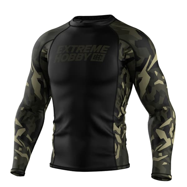 Herr långärmad rashguard JUNGLE PANTHER M SVART