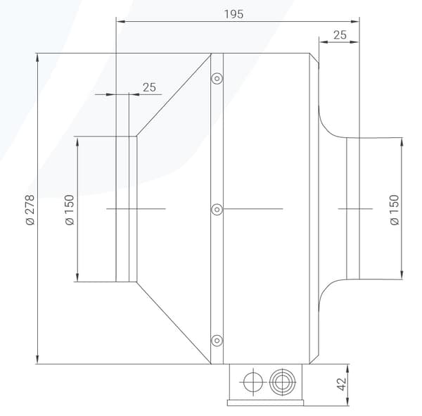 FKM 150 kanalventilator, pulverlakeret sort