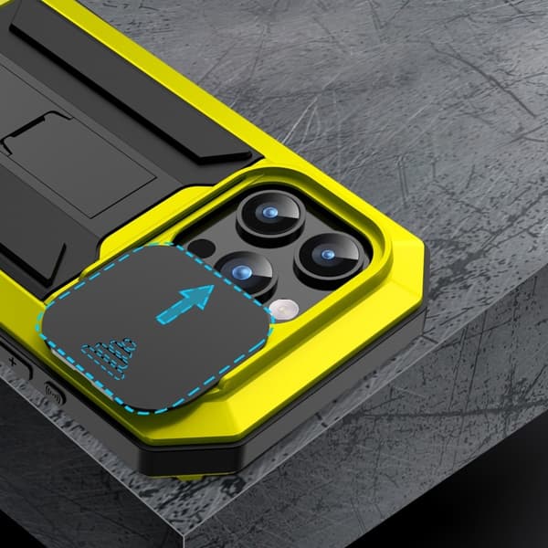 iPhone 15 Pro Max cover, R-JUST CamShield Slide, Rugged, Gul/Sort