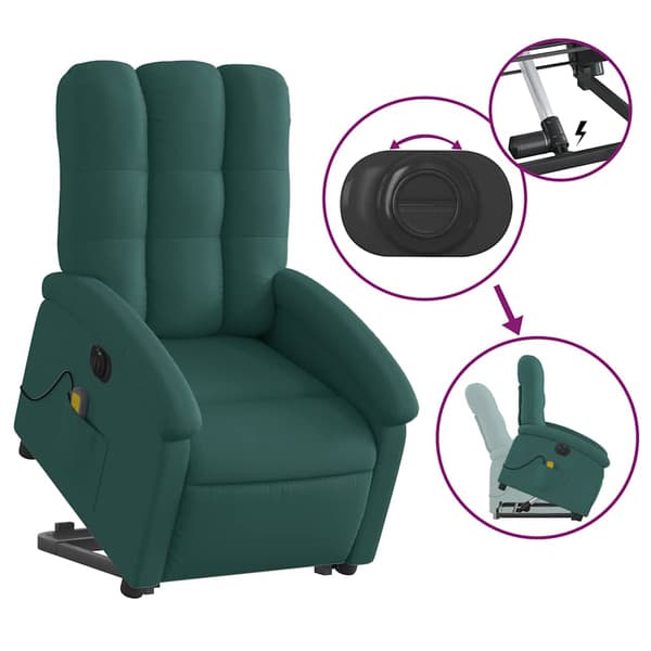 vidaXL Elektrisk lyftande massagefåtölj grön