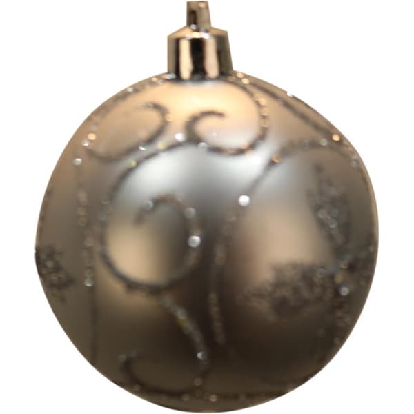 Set med 4 plastkulor 6 cm silver
