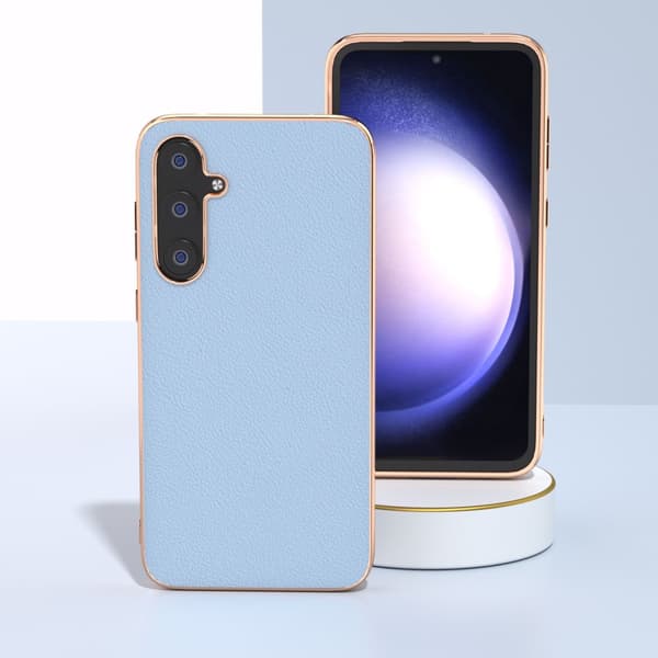 Etui til Samsung Galaxy S23 FE, Kohudlæder, Blå