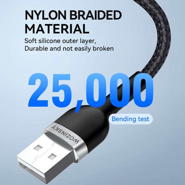 Flätad kabel för iPhone USB-A - Lightning 2.4A 2m svart