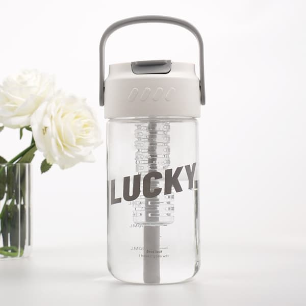 Flaska, vattenflaska med korg och sugrör 800 ML Lucky BD36