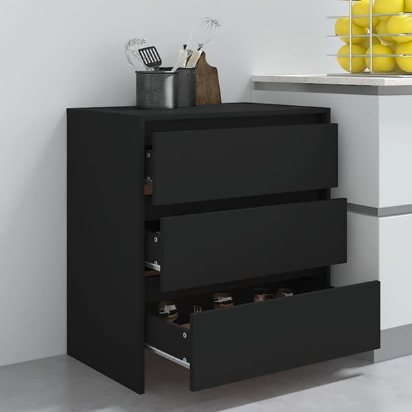 vidaXL kommode, sort, 70x41x75 cm, træbaseret materiale