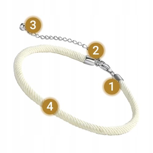 Modulær armbånd til vedhæng, sølv, creme, ecru snor, lys