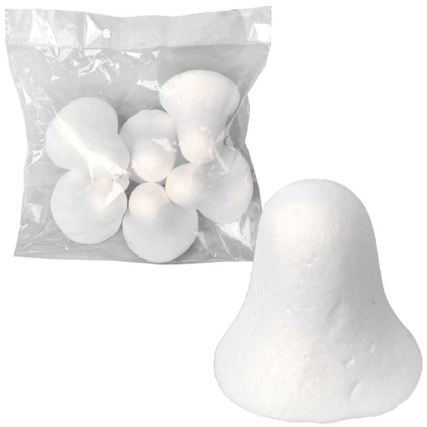 Dekorationsgenstand, sæt med 6 polystyrenklokker, 6 cm