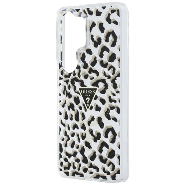 Guess IML Leopard Print Triangle MagSafe-etui til Samsung Galaxy S26 Ultra, sort