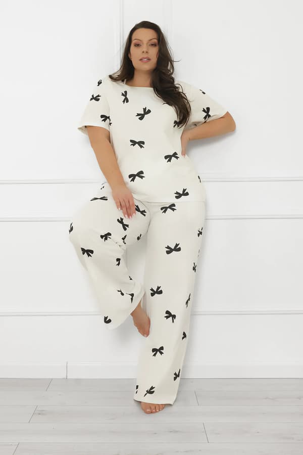 Dampyjamas, kortärmade, långbyxor, Figaro M