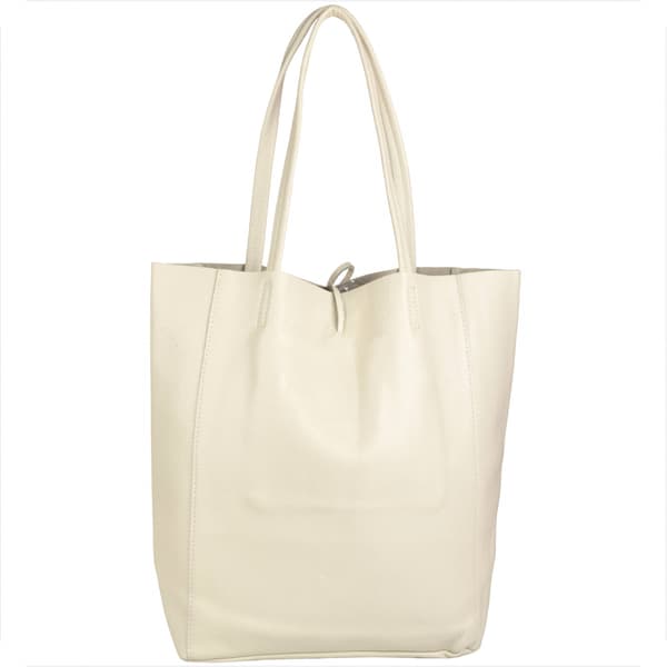 Superlet læder shopper taske, lys beige