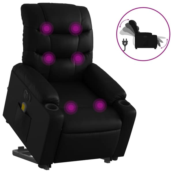 vidaXL elektrisk lænestol med massage, sort