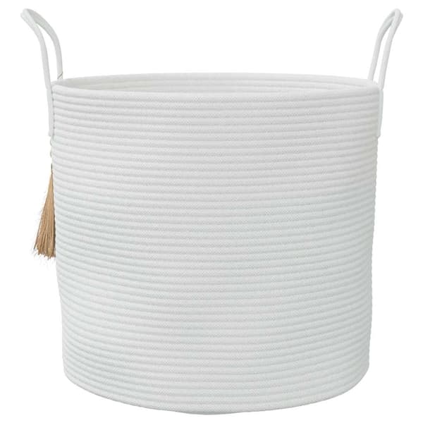 vidaXL Förvaringskorg Vit Ø40x35 cm Bomull