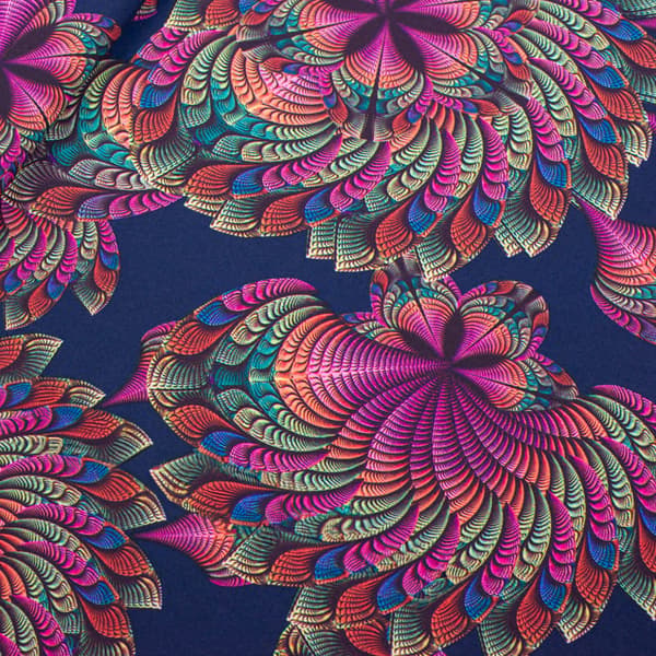 Silkkikangas Oriental Tummansininen