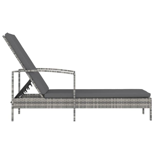 vidaXL liggestol med armlæn, polyrattan, grå